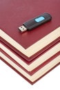 Books and flash memory Royalty Free Stock Photo
