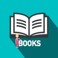 Books Flat Design Symbol. Open Book Vector Icon. Royalty Free Stock Photo