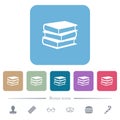 Books flat icons on color rounded square backgrounds