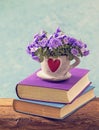 Books and flowers Royalty Free Stock Photo