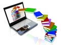 Books fly into laptop Royalty Free Stock Photo