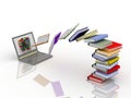 Books fly into your laptop Royalty Free Stock Photo