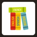 Books of foreign languages icon, flat style Royalty Free Stock Photo