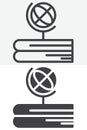 Books and globe line and solid different style vector icon set Royalty Free Stock Photo