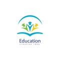 Books and Graduates Icon Vector Education Logo Template.