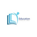 Books and Graduates Icon Vector Education Logo Template.