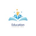 Books and Graduates Icon Vector Education Logo Template.