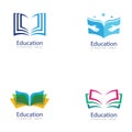 Books and Graduates Icon Vector Education Logo Template.