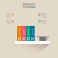 Books and graduation cap on shelf with timeline infographic. Royalty Free Stock Photo
