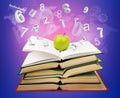 Books with green apple Royalty Free Stock Photo