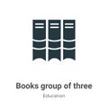 Books group of three from side view vector icon on white background. Flat vector books group of three from side view icon symbol