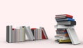 Books Groups Isometric standing minimal and Modern Art on background and Pastel Pink