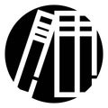 Books icon representing education and knowledge in black circle Royalty Free Stock Photo