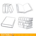 Books icon set. Editable vector graphic in linear style