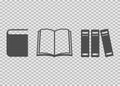 Books icon set with transparent background. Opened book. Side view or front view of a book. Dictionary for teaching or learning. Royalty Free Stock Photo