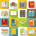 Books icons set, flat style Royalty Free Stock Photo