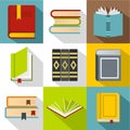 Books icons set, flat style Royalty Free Stock Photo