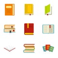 Books icons set, flat style Royalty Free Stock Photo