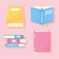 Books icons set learn read study and literature design Royalty Free Stock Photo