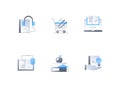 Books and knowledge - flat design style icons set Royalty Free Stock Photo