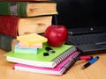 Books and laptop. School supplies. Royalty Free Stock Photo