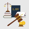 Books of laws, scales Justice design vector