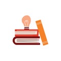 Books and light bulb. Stock vector illustration isolated on white background