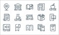books line icons. linear set. quality vector line set such as book, braille, audio book, book, bookmark, text, newspaper, library