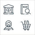 books line icons. linear set. quality vector line set such as shopping cart, reader, book