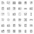 Books line icons set