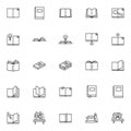 Books line icons set