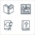 books and literature line icons. linear set. quality vector line set such as bible, book, books