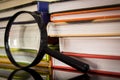 Books and magnifier Royalty Free Stock Photo