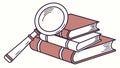 Books with Magnifying Glass, Research Academic Study Icon, vector design Generative AI Royalty Free Stock Photo