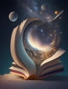 books that make up the universe and space illustrations Royalty Free Stock Photo