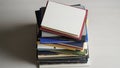 The books are neatly aligned showcasing different widths and thicknesses Royalty Free Stock Photo