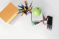 Books, notebooks and school supplies on white background .concept of education Royalty Free Stock Photo