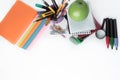 Books, notebooks and school supplies on white background .concept of education Royalty Free Stock Photo