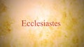 Books of the old testament in the bible series - Ecclesiastes