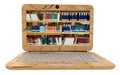 Books online library wooden laptop screen - 3d rendering