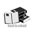 Books. Open book. Back to school. Vector icon. Emblem, poster, notebook cover. Distance education.