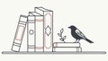 Books with Perched Bird, Knowledge and Wisdom in Nature, vector design Generative AI Royalty Free Stock Photo