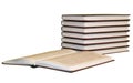 Books pile with one opened Royalty Free Stock Photo