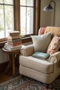 Books and pillows at the reading corner Royalty Free Stock Photo