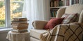 Books and pillows at the reading corner Royalty Free Stock Photo