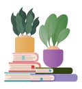 Books with plants pots vector design