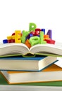 Books and plastic letters