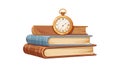 Books & Pocket Watch: Learning & Time Vector Illustration, vector design Generative AI Royalty Free Stock Photo