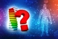 Books with Question mark Symbol in digital background