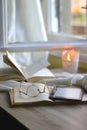 Books, Reading Glasses and E-Reader Royalty Free Stock Photo